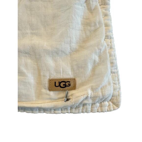 UGG Standard Pillowcase Quilted Cover Cream Zip Closure 26x20 Reversible Pad - Picture 3 of 8